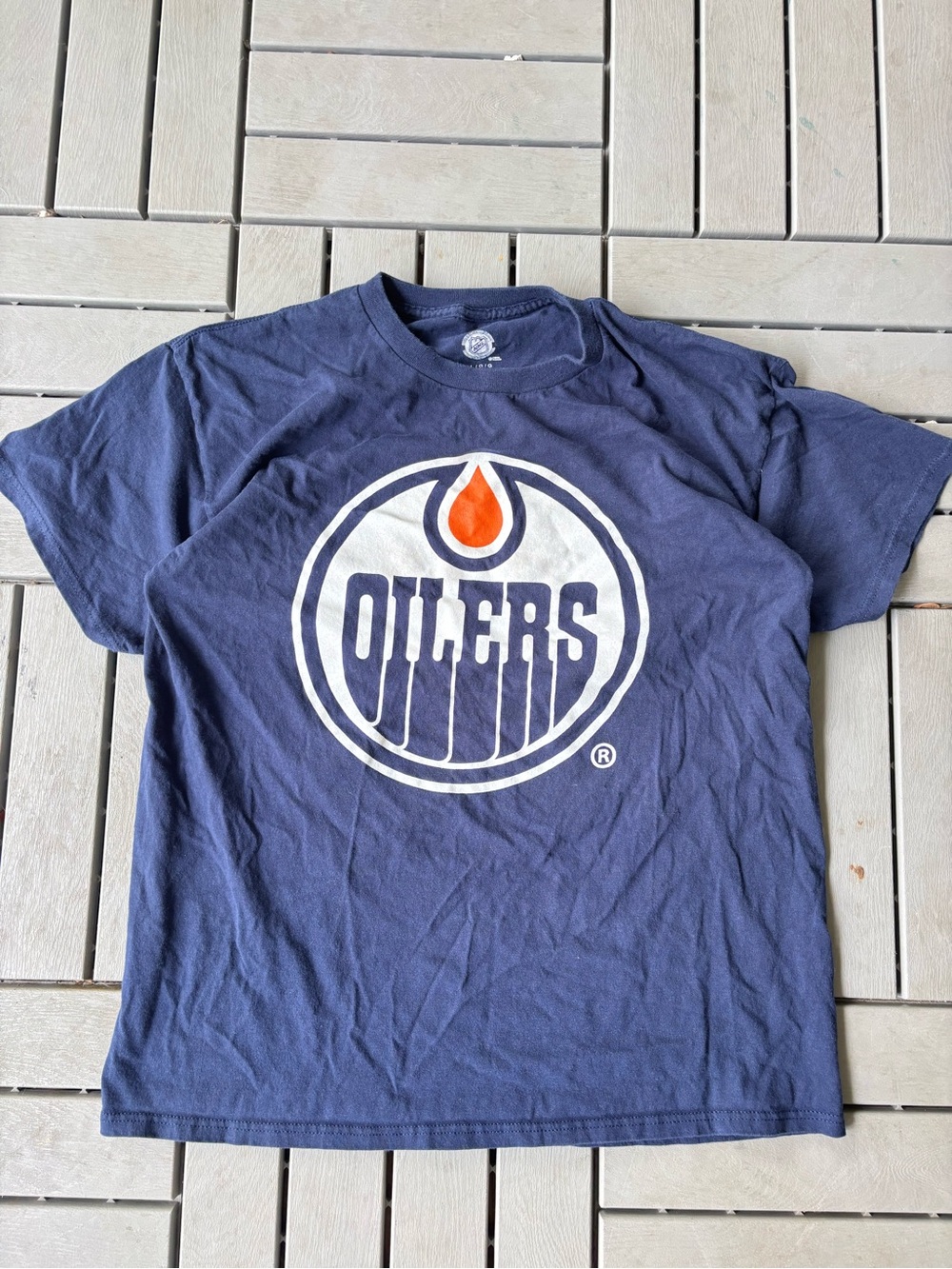 NHL Edmonton Oilers Navy and Orange Kids Graphic Tee